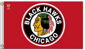 Nhl chicago blackhawks 사용자 정의 크기의 빈티지 하키 로고가있는 3'x5 '폴리 에스테르 깃발 