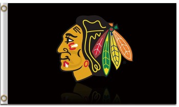 Nhl chicago blackhawks 3'x5 'drapeau en polyester logo petit pour taille personnalisée 