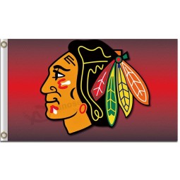 NHL Chicago blackhawks 3'x5' polyester flag blur out background for custom size 