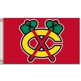 Nhl chicago blackhawks 3'x5 'poliéster bandeira dois tacos de hóquei