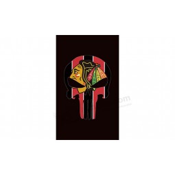 NHL Chicago blackhawks 3'x5' polyester flag skull type