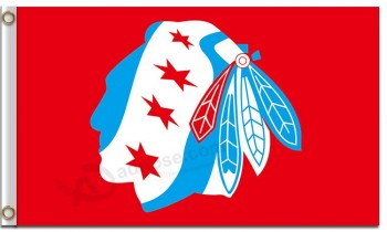 Nhl chicago blackhawks 3'x5'聚酯旗帜标志阴影