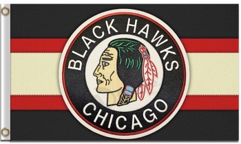 Nhl chicago blackhawks 3'x5'聚酯旗帜标志字母带条纹