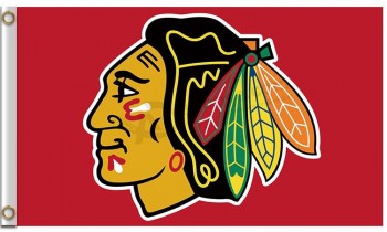 NHL Chicago blackhawks 3'x5' polyester flag cardinal background