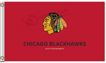 NHL Chicago blackhawks 3'x5' polyester flag les go hawks