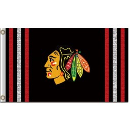 NHL Chicago blackhawks 3'x5' polyester flag two lines right and left with your logo