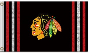 Nhl chicago blackhawks 3'x5 '폴리 에스테르 깃발 오른쪽과 왼쪽 두 줄