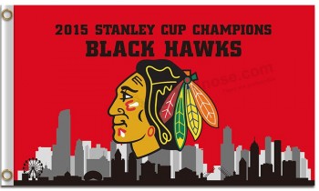 Nhl 시카고 blackhawks 3'x5 '폴리 에스테르 깃발 도시의 스카이 라인