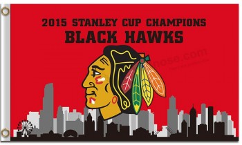 Nhl chicago blackhawks 3'x5 'ポリエステル旗都市のスカイライン