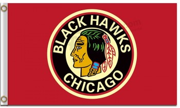 Nhl chicago blackhawks 3 'x 5' logo drapeau en polyester avec des lettres