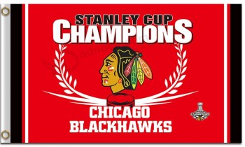 Nhl chicago blackhawks 3'x5'聚酯旗帜斯坦利杯冠军定制尺寸 