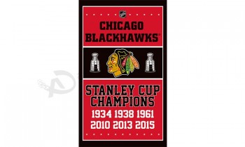 Nhl chicago blackhawks 3'x5'聚酯旗帜斯坦利杯冠军定制尺寸 