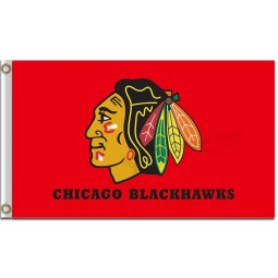 NHL Chicago blackhawks 3'x5' polyester flag red background for custom size 
