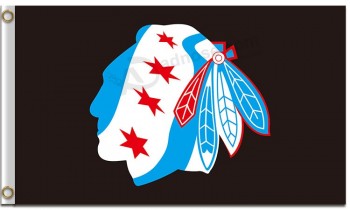 Nhl芝加哥blackhawks 3'x5'聚酯旗蓝色和星星定制尺寸 
