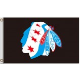 Nhl chicago blackhawks 3'x5 'Polyester Flagge blau und Sterne für benutzerdefinierte Größe 