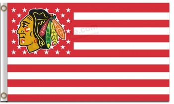 Nhl chicago blackhawks 3'x5 'полиэфирные флаги с полосками