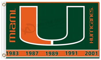 NCAA Miami Hurricanes 3'x5' polyester flags U
