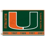 Ncaa Miami Hurrikane 3'x5 'Polyester Flaggen u