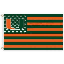 NCAA Miami Hurricanes 3'x5' polyester flags star with stripes