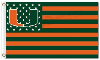 NCAA Miami Hurricanes 3'x5' polyester flags star with stripes