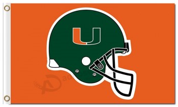Ncaa Miami Hurrikane 3'x5 'Polyester Flaggen grünen Helm