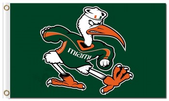 NCAA Miami Hurricanes 3'x5' polyester flags WITH AN EXCITE COCK