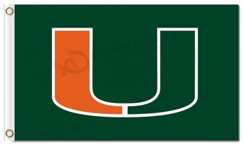 NCAA Miami Hurricanes 3'x5' polyester flags GREEN AND ORANGE