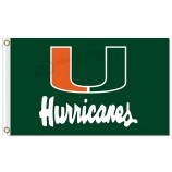 Ncaa Miami Hurrikane 3'x5 'Polyester Flaggen grünen Hintergrund