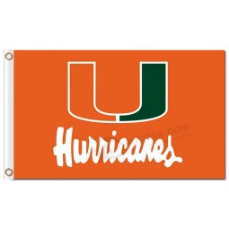 Ncaa Miami Hurrikane 3'x5 'Polyester Fahnen orange Hintergrund
