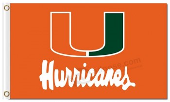Ncaa Miami Hurrikane 3'x5 'Polyester Fahnen orange Hintergrund