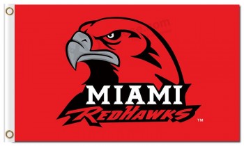 Ncaa miami redhawks 3'x5'聚酯标志与严肃的老鹰