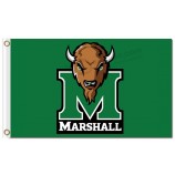 Ncaa Marshall donnernde Herde 3'x5 'Polyester Flaggen braune Kuh mit Kreis Zeichen für benutzerdefinierte Größe 