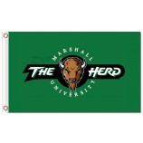 Ncaa Marshall donnernde Herde 3'x5 'Polyester Flaggen braune Kuh mit Kreis Zeichen für benutzerdefinierte Größe 