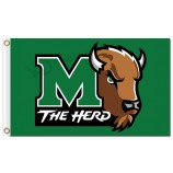 Ncaa marshall donnernde herde 3'x5 'polyester fahnen mit braun für benutzerdefinierte größe 