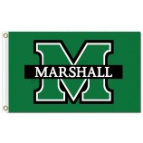 Ncaa Marshall donnernden Herde 3'x5 'Polyester Fahnen grün mit weißen Zeichen für benutzerdefinierte Größe 