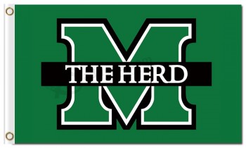 NCAA Marshall Thundering Herd 3'x5' polyester flags green with white characters for custom size 