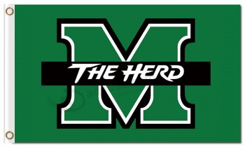 Ncaa marshall thundering herd 3'x5'聚酯标志绿色为自定义大小 