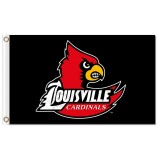 Großhandel hoch-Endee ncaa Louisville 3'x5 'Polyester kennzeichnet schwarzen Hintergrund