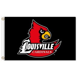 Großhandel hoch-Endee ncaa Louisville 3'x5 'Polyester kennzeichnet schwarzen Hintergrund