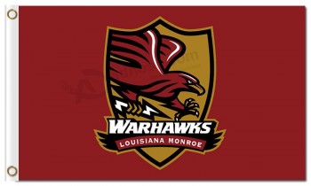 Ncaa 루이지애나-Monroe warhawks 3'x5 '폴리 에스테르 플래그 방패