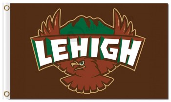 Wholesale high-end NCAA Lehigh Mountain Hawks 3'x5' polyester flags with brown background