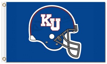 Ncaa堪萨斯jayhawks 3'x5'聚酯旗蓝色背景bule头盔