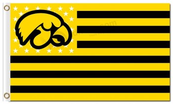 Ncaa iowa hawkeyes 3'x5 '폴리 에스테르 플래그 스타와 스트립