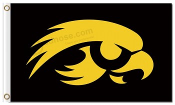 NCAA Iowa Hawkeyes 3'x5' polyester flags black background for sale