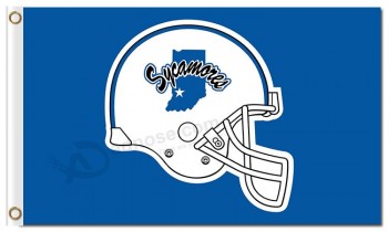 Ncaa indiana state sycamores 3'x5 'polyester drapeaux blanc casque à vFinre