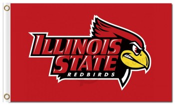Wholesale Custom high-end NCAA Illinois State Redbirds 3'x5' polyester flags red background with character