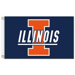 Wholesale Custom high-end NCAA Illinois Fighting Illini 3'x5' polyester flags blue background with character