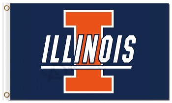 Wholesale Custom high-end NCAA Illinois Fighting Illini 3'x5' polyester flags blue background with character