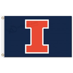 Großhandel benutzerdefinierte hoch-Endee ncaa illinois kämpft illini 3'x5 'Polyesterflaggen mit Charakter