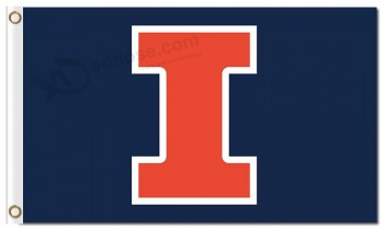 Wholesale Custom high-end NCAA Illinois Fighting Illini 3'x5' polyester flags with character
